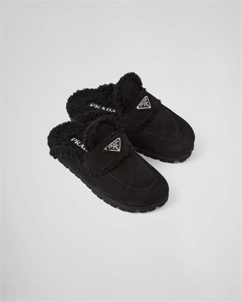 prada rubber slippers|prada shearling slippers.